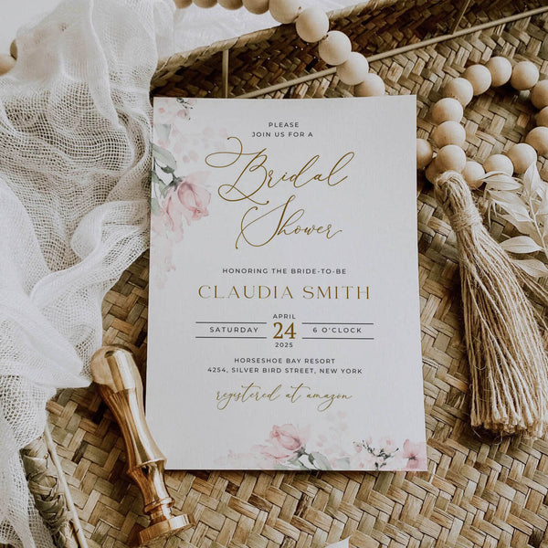 Bridal Shower Invitation - Floral Invitation - Rosa