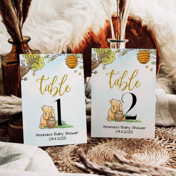 Winnie The Pooh Table Numbers - Editable Templates