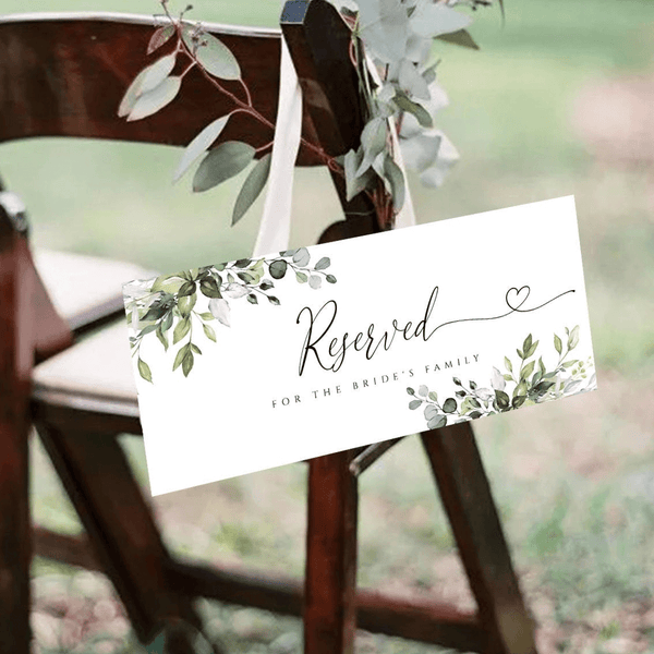 EDITABLE Greenery Wedding Reserved Sign Template (Tent) | Printable Reserved Card | Wedding Seating | Templett - 4x9.25