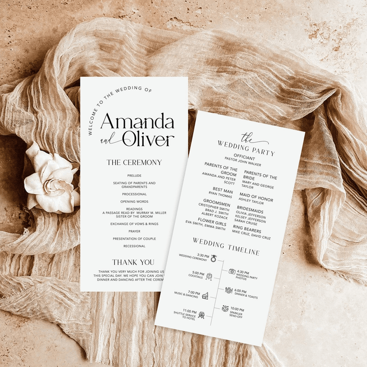 Minimal Wedding Ceremony Program, Simple Order Of Service Template, Elegant Wedding Order Of Service Editable Wedding program Templett #MM2