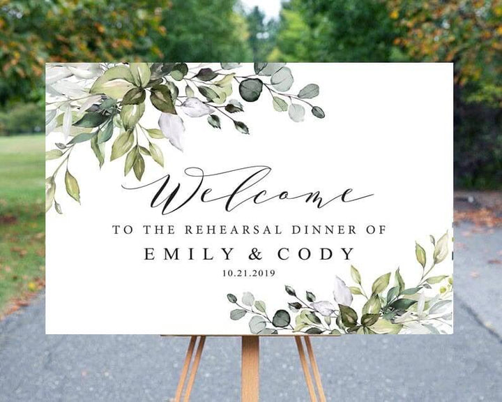 Editable Rehearsal Dinner Welcome Sign, Rehearsal Dinner Sign, Greenery Rehearsal Dinner, Wedding Rehearsal Sign, Templett, CHLOE