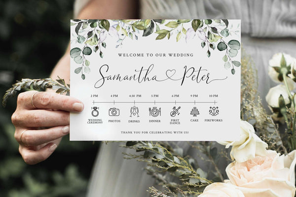 CHLOE - Wedding Timeline Sign Template, Editable Wedding Day Schedule Sign Template • INSTANT DOWNLOAD • Editable, Printable Template