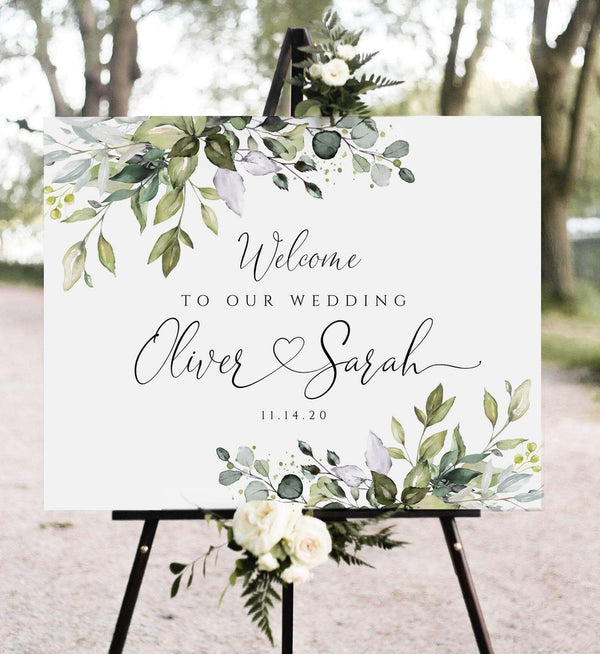 CHLOE - Editable Wedding Sign, Printable Wedding Welcome Sign, Greenery Welcome sign, Wedding Eucalyptus Sign, Wedding Template, YOU PRINT