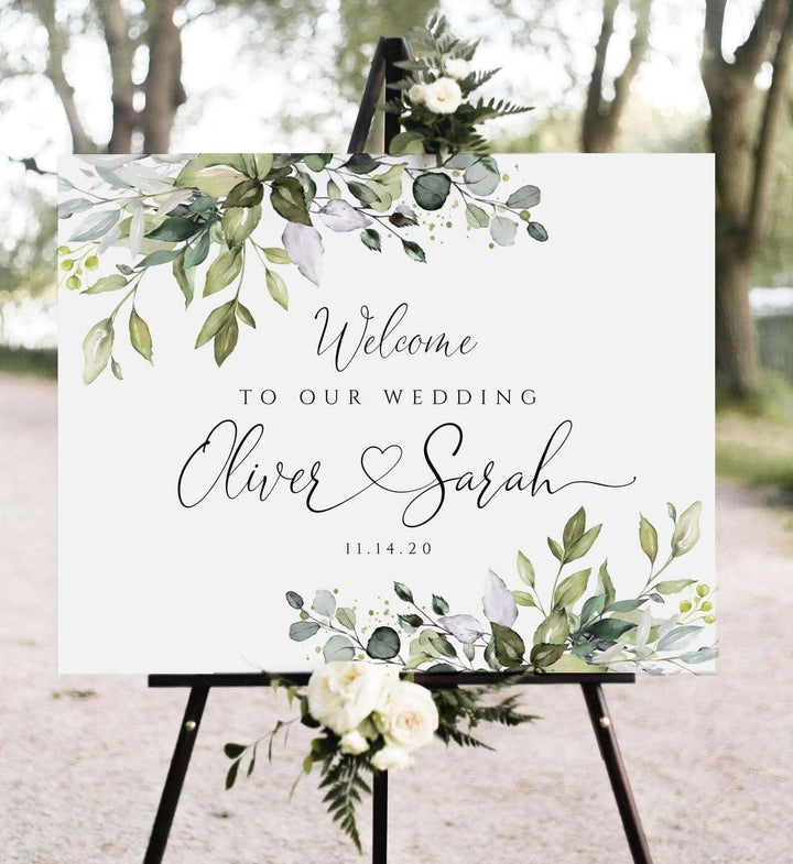 CHLOE - Editable Wedding Sign, Printable Wedding Welcome Sign, Greenery Welcome sign, Wedding Eucalyptus Sign, Wedding Template, YOU PRINT