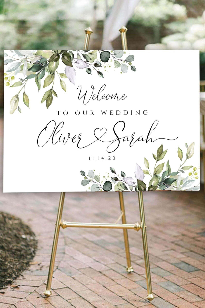 CHLOE - Editable Wedding Sign, Printable Wedding Welcome Sign, Greenery Welcome sign, Wedding Eucalyptus Sign, Wedding Template, YOU PRINT