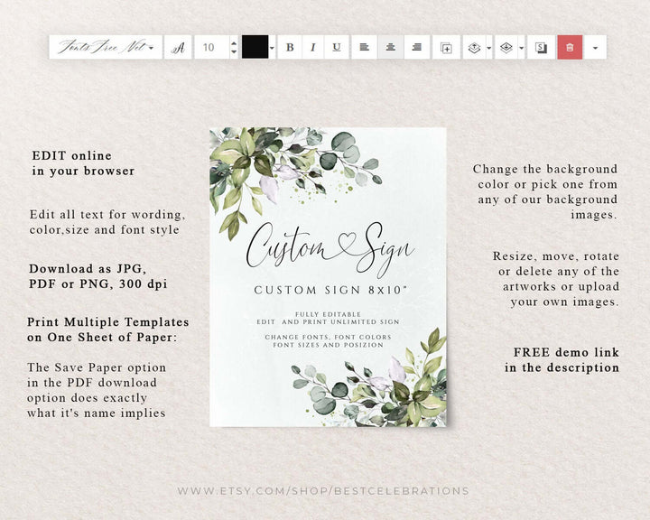 CHLOE - Editable Custom Wedding Sign Template, Bridal Shower Sign, Create Any Sign Unlimited Times, DIY Wedding Sign, Printable, 8x10