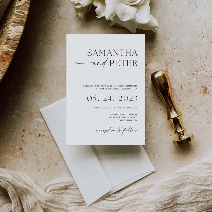 Minimal Wedding Invitation Template, Printable Wedding Invitation Card, 100% Editable Template, Simple Invitation #MM1