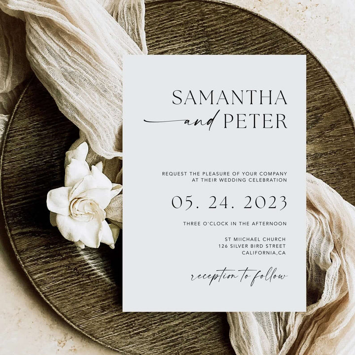 Minimal Wedding Invitation Template, Printable Wedding Invitation Card, 100% Editable Template, Simple Invitation #MM1