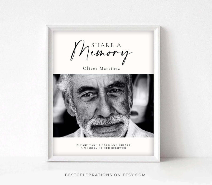 Editable Share a Memory Sign & Cards, Photo Share A Memory Set Template, Instant Download, Sign And Cards, Obituary Template Canva #FNRL