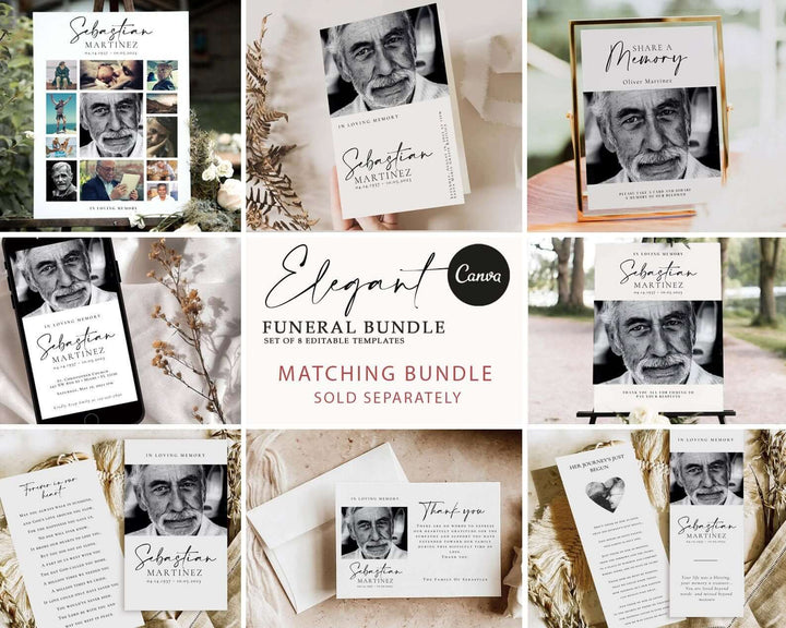 Editable Share a Memory Sign & Cards, Photo Share A Memory Set Template, Instant Download, Sign And Cards, Obituary Template Canva #FNRL