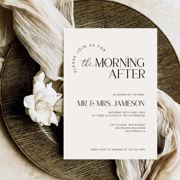 Morning After Brunch Invitations, Post Wedding Brunch Invitation, , EDITABLE Minimal Invitation, Templett #MM2