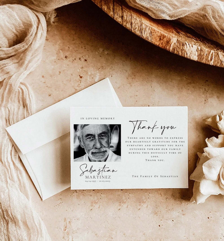 Minimal Funeral Thank You Card Template, Memorial Card, Editable Memorial Service Template, Celebration of Life Thank You #FNRL