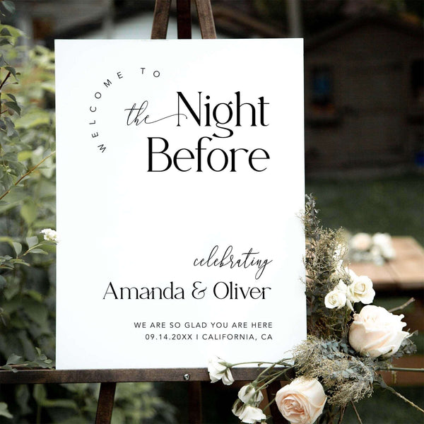 Minimal The Night Before Sign, Minimalist Wedding Rehearsal Sign, Modern Large Dinner Poster, Simple Editable Wedding Template, #MM2