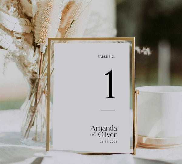 Minimalist Wedding Table Number Template, 100% Editable Template, Elegant Table Numbers Printable, Minimal Table Numbers, #MM2