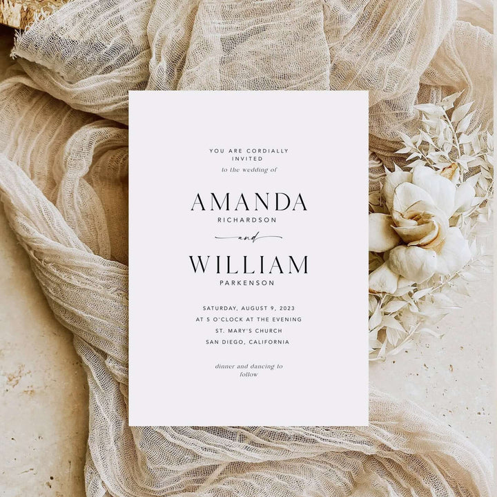 Minimalist Wedding Invitation Bundle, Simple Wedding Invite Suite, Modern Invite, Editable Invite Template, Details Card, Rsvp Card #MM2