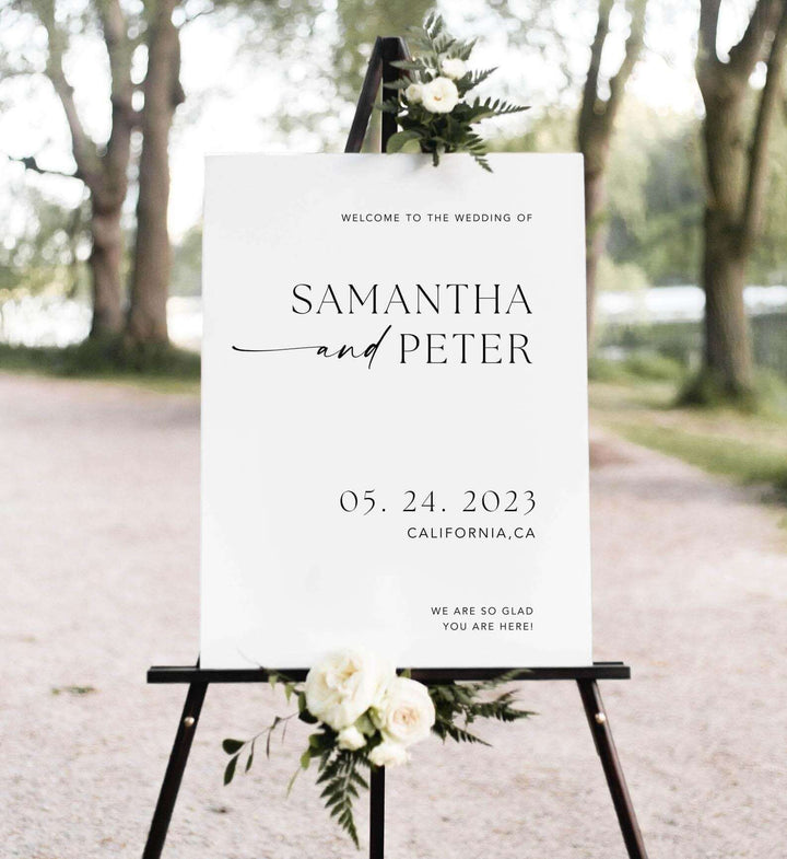 Minimal Wedding Welcome Sign, Minimalist Wedding Reception Sign, Modern Large Poster, Simple Editable Wedding Template, #MM1