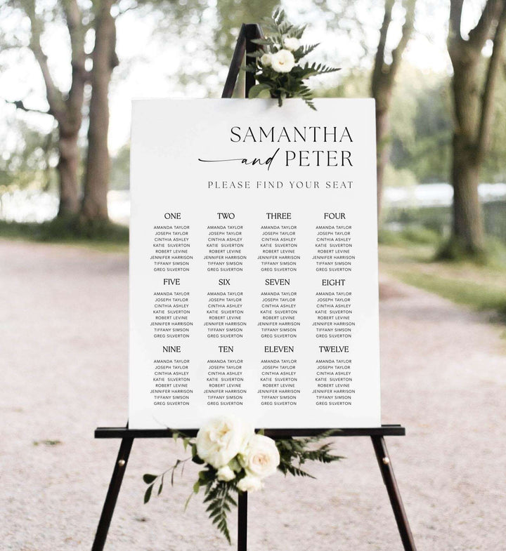 Seating Chart Template, Editable Minimal Seating Chart, Modern Printable Seating Plan, Editable Template , Wedding Poster, #MM1