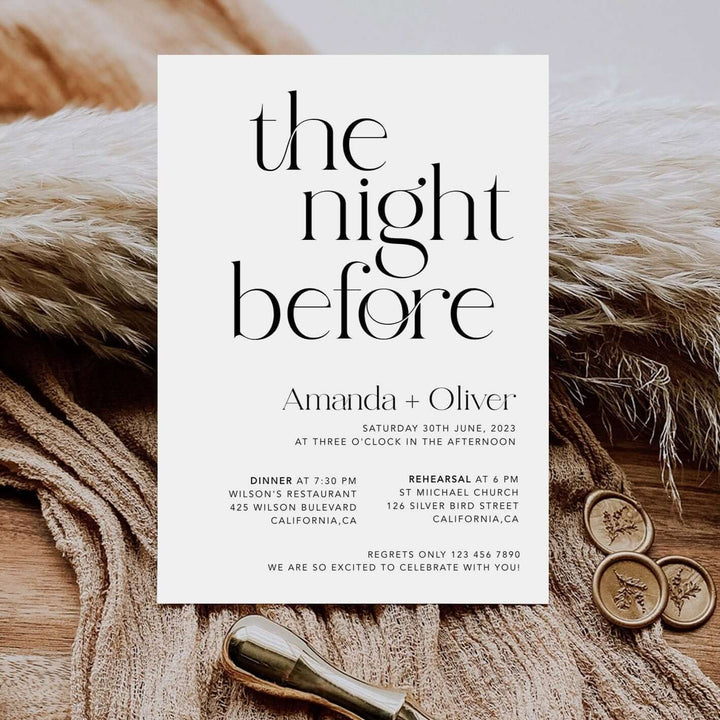 The Night Before Invitation, Editabe Wedding Rehearsal Template , The Night Before Electronic Invitation, Modern Rehearsal Invite #MM2