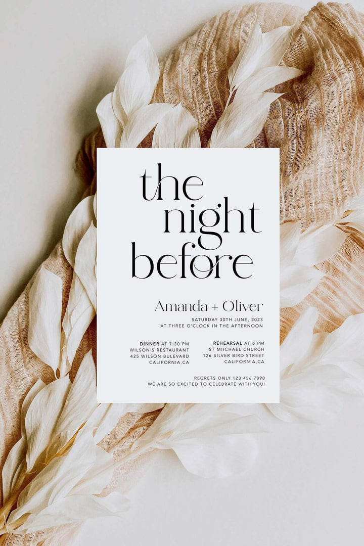 The Night Before Invitation, Editabe Wedding Rehearsal Template , The Night Before Electronic Invitation, Modern Rehearsal Invite #MM2