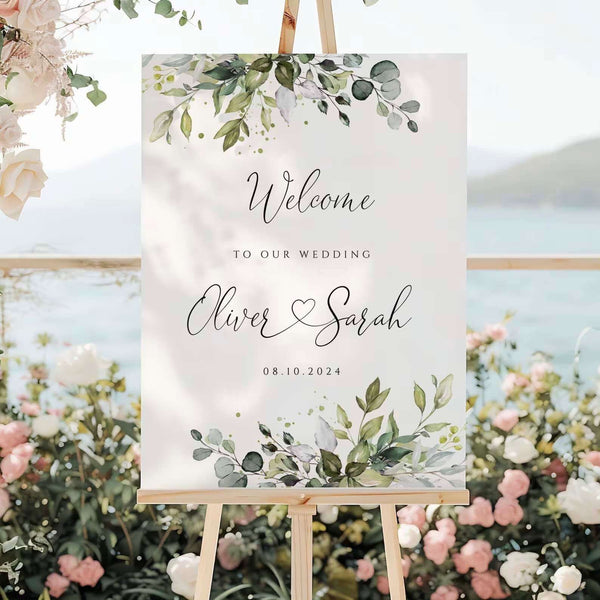 CHLOE - Editable Wedding Sign, Wedding Welcome Sign, Greenery Welcome sign, Wedding Eucalyptus Sign, Wedding Template, YOU PRINT