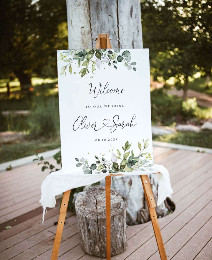 CHLOE - Editable Wedding Sign, Wedding Welcome Sign, Greenery Welcome sign, Wedding Eucalyptus Sign, Wedding Template, YOU PRINT