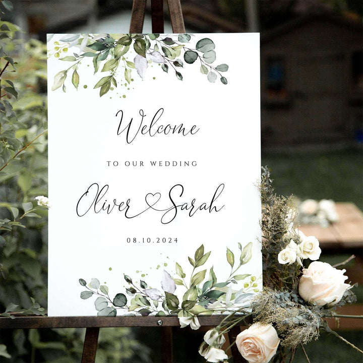 CHLOE - Editable Wedding Sign, Wedding Welcome Sign, Greenery Welcome sign, Wedding Eucalyptus Sign, Wedding Template, YOU PRINT