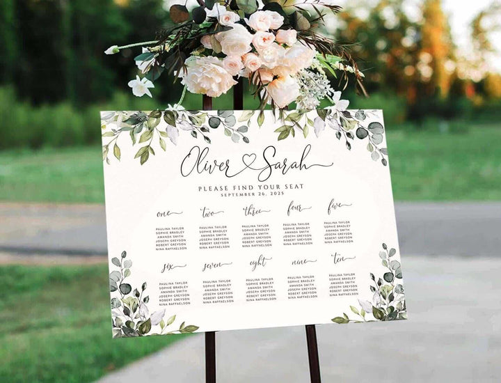 Wedding Seating Chart Template, Printable Seating Plan, 100% Editable, Modern Calligraphy Wedding Sign, CHLOE