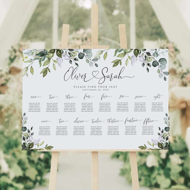 Wedding Seating Chart Template, Printable Seating Plan, 100% Editable, Modern Calligraphy Wedding Sign, CHLOE