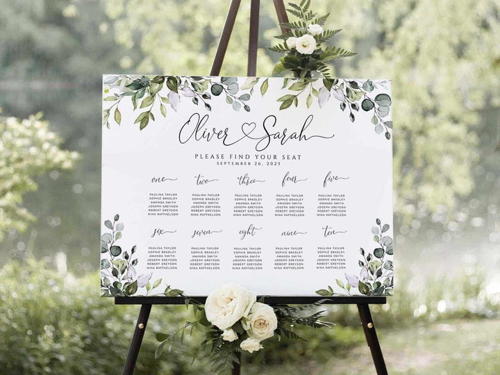 Wedding Seating Chart Template, Printable Seating Plan, 100% Editable, Modern Calligraphy Wedding Sign, CHLOE